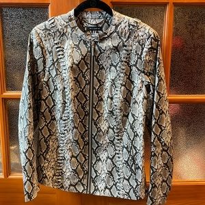 H by Halston faux leather snakeskin jacket with whipstitch detail sz 0